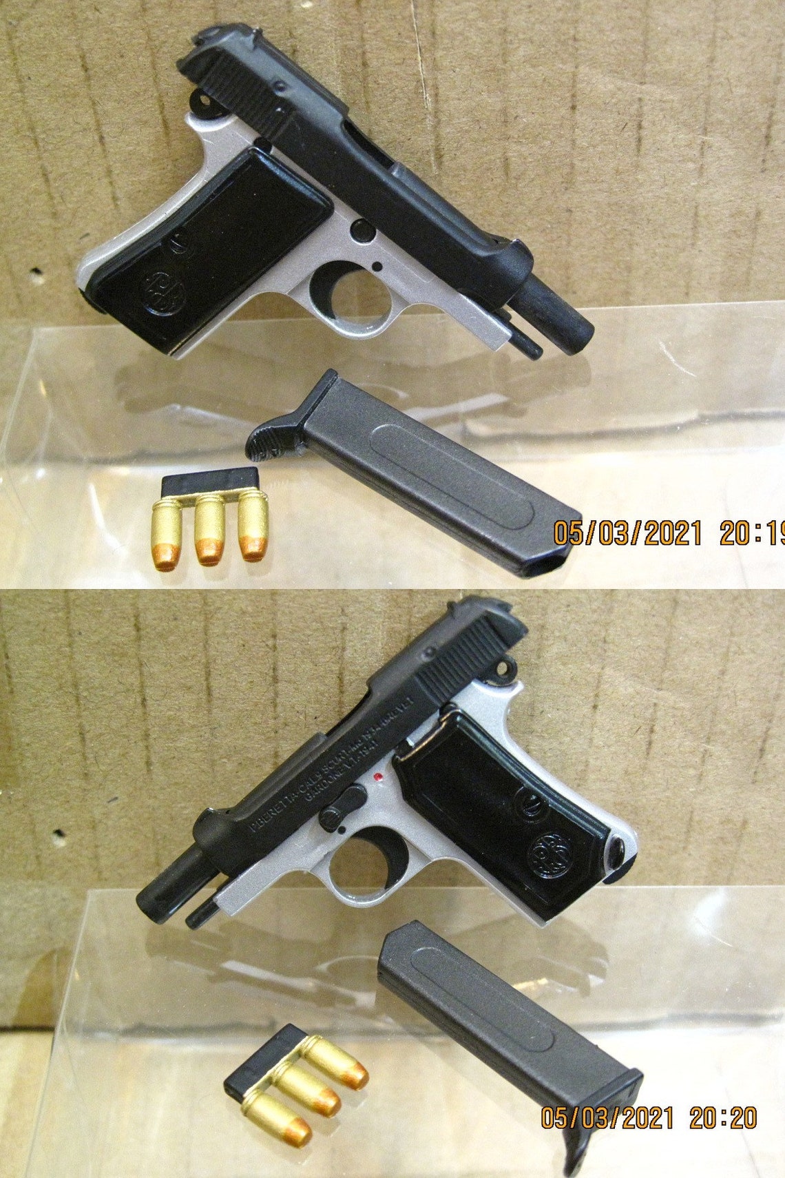 1:3 Scale Miniature Model Kit Pistol Beretta M1935 Black Sliver Color ...