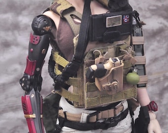 1:3 scale miniature model dollfie dream dd f-3 body right mechanical arm and full action hand dark grey red color one-off item free ems