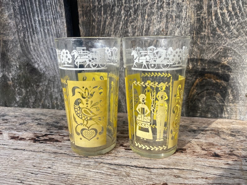 Dutch Glasses Dutch Glassware Vintage Barware Barware Vintage Vintage Tumblers Dutch Glasses Pennsylvania Dutch image 1