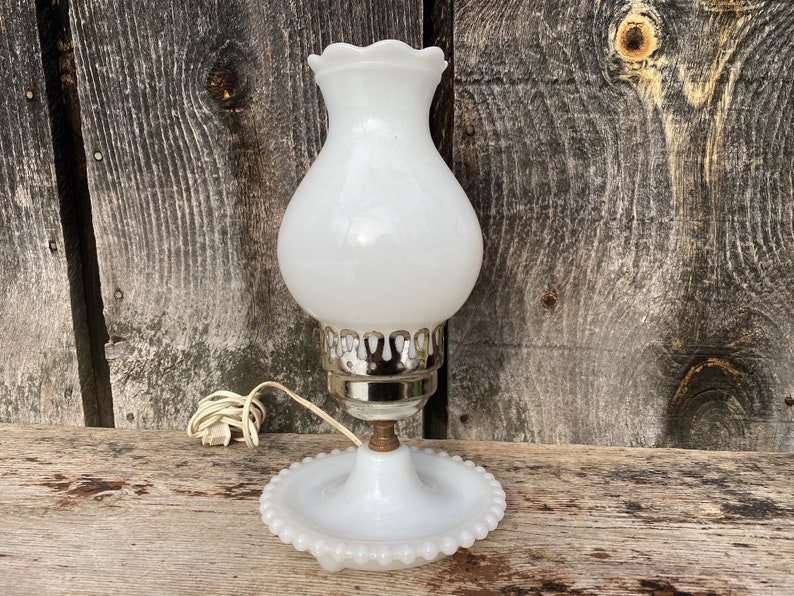 Floral Milk Glass Lamp Milk Glass Lamp Small Milk Glass Lamp Jewelry Tray Lamp Small Bedside Table Lamp Milk Glass Lamp image 7