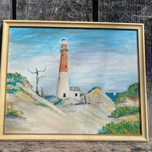 Vintage Lighthouse Painting -- Lighthouse Painting -- Painting of Lighthouse -- Vintage Lighthouse Art -- Lighthouse Art -- Lighthouse