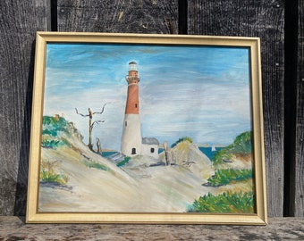 Vintage Lighthouse Painting -- Lighthouse Painting -- Painting of Lighthouse -- Vintage Lighthouse Art -- Lighthouse Art -- Lighthouse