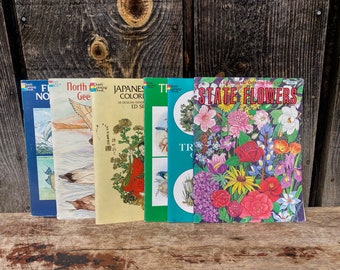 Vintage Dover Coloring Books -- Dover Coloring Books -- Floral Coloring Book -- Bird Coloring Book -- Vintage Coloring Books