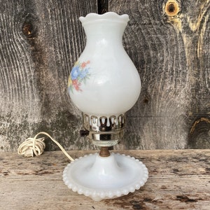 Floral Milk Glass Lamp Milk Glass Lamp Small Milk Glass Lamp Jewelry Tray Lamp Small Bedside Table Lamp Milk Glass Lamp image 5