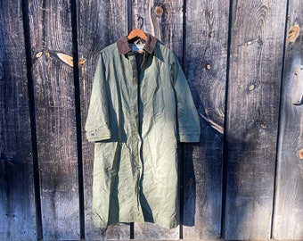 Vintage LL bean Rain Coat -- Vintage LL Bean Trench Coat -- Vintage LL Bean Long Coat -- Green Vintage Trench Coat -- ll bean Coat Vintage