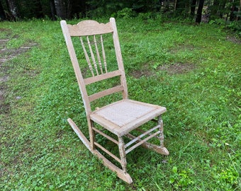 Farmhouse Rocking Chair -- Antique Rocking Chair -- Decorative Rocking Chair -- Rocking Chair -- Light Wood Rocking Chair - Farmhouse Decor