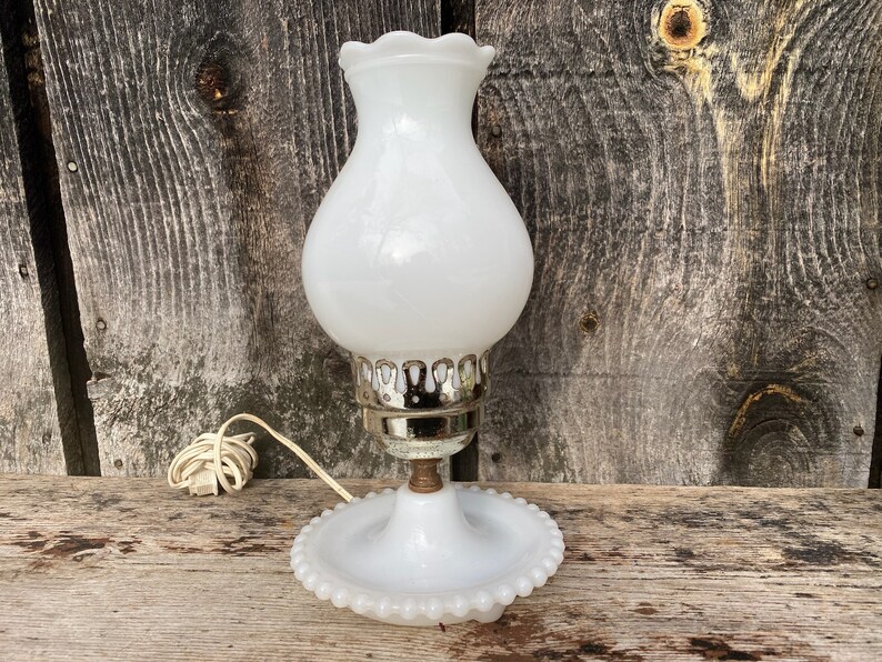 Floral Milk Glass Lamp Milk Glass Lamp Small Milk Glass Lamp Jewelry Tray Lamp Small Bedside Table Lamp Milk Glass Lamp image 6