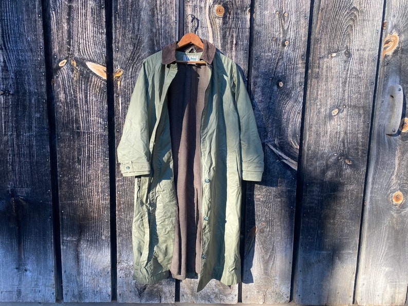 Vintage LL bean Rain Coat Vintage LL Bean Trench Coat Vintage LL Bean Long Coat Green Vintage Trench Coat ll bean Coat Vintage image 5