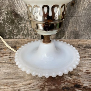 Floral Milk Glass Lamp Milk Glass Lamp Small Milk Glass Lamp Jewelry Tray Lamp Small Bedside Table Lamp Milk Glass Lamp image 3