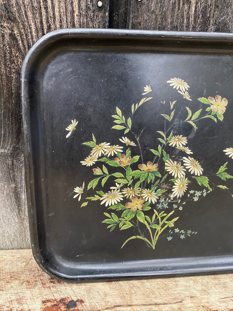 Decorative Black Tray Large Vintage Tray Vintage Black Etsy