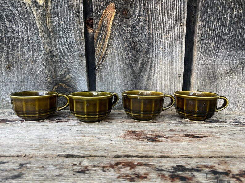 Vintage Mugs 1970s Mugs Set of 4 1970s Mugs 1970s Mug Set Pflatzgraff Mugs Pfaltzgraff Pottery Dark Green Mugs 1970s Mugs image 8