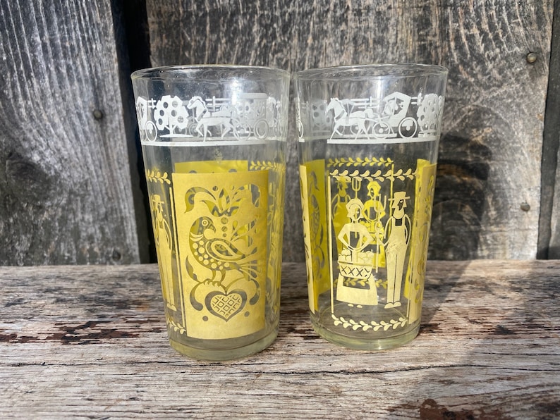 Dutch Glasses Dutch Glassware Vintage Barware Barware Vintage Vintage Tumblers Dutch Glasses Pennsylvania Dutch image 6