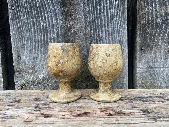 Drink & Barware Drinkware Pint Glasses Set of Six Vintage Fossil Marble ...