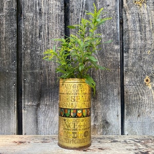 Vintage Large Tin -- Large Tin Vase -- Large Tin -- Cylinder Tin -- Circular Tin -- Vintage Circular Tin -- Tin Vase -- Tin for Flowers