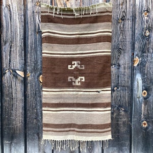 Tappeto messicano vintage - Tappeto messicano vintage in lana - Tappeto vintage marrone - Tappeto boho vintage - Arredamento messicano - Tappeto vintage 5 x 2,5