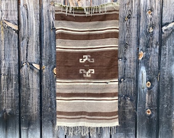 Vintage Mexican Rug -- Vintage Mexican Wool Rug -- Brown Vintage Rug -- Vintage Boho Rug -- Mexican Decor -- Vintage 5 by 2.5 Rug