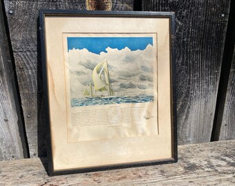 Vintage Nautical Print - Nautical Print - Yacht Print - Boat Print -- Vintage Boat Art -- Vintage Boat Print -- Print of Boat - Nautical Art