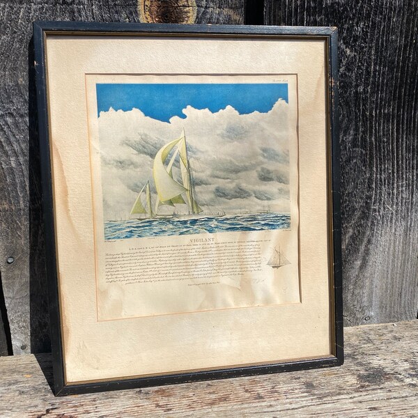 Vintage Nautical Print - Nautical Print - Yacht Print - Boat Print -- Vintage Boat Art -- Vintage Boat Print -- Print of Boat - Nautical Art