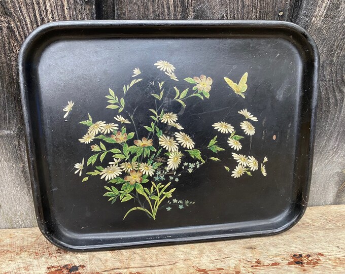 Decorative Black Tray Large Vintage Tray Vintage Black Etsy