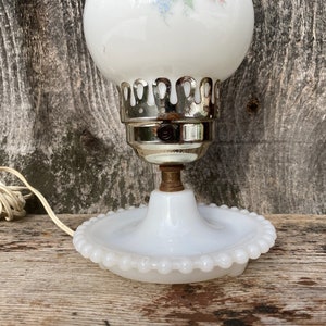 Floral Milk Glass Lamp Milk Glass Lamp Small Milk Glass Lamp Jewelry Tray Lamp Small Bedside Table Lamp Milk Glass Lamp image 8