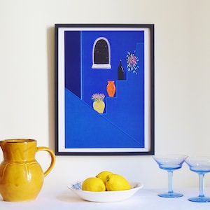 Wine Majorelle - Wine and plants print illustration.