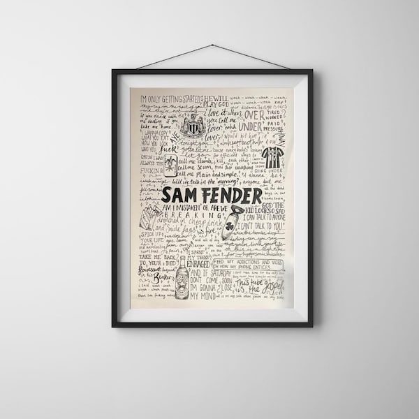 Sam Fender lyrics inspired artwork print | Home decor | Sam Fender print | Sam Fender Gifts | St James park