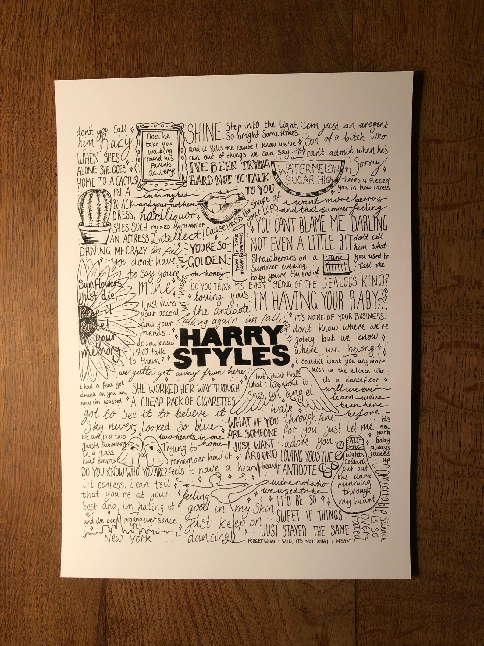 Harry Styles lyrics artwork print | Etsy