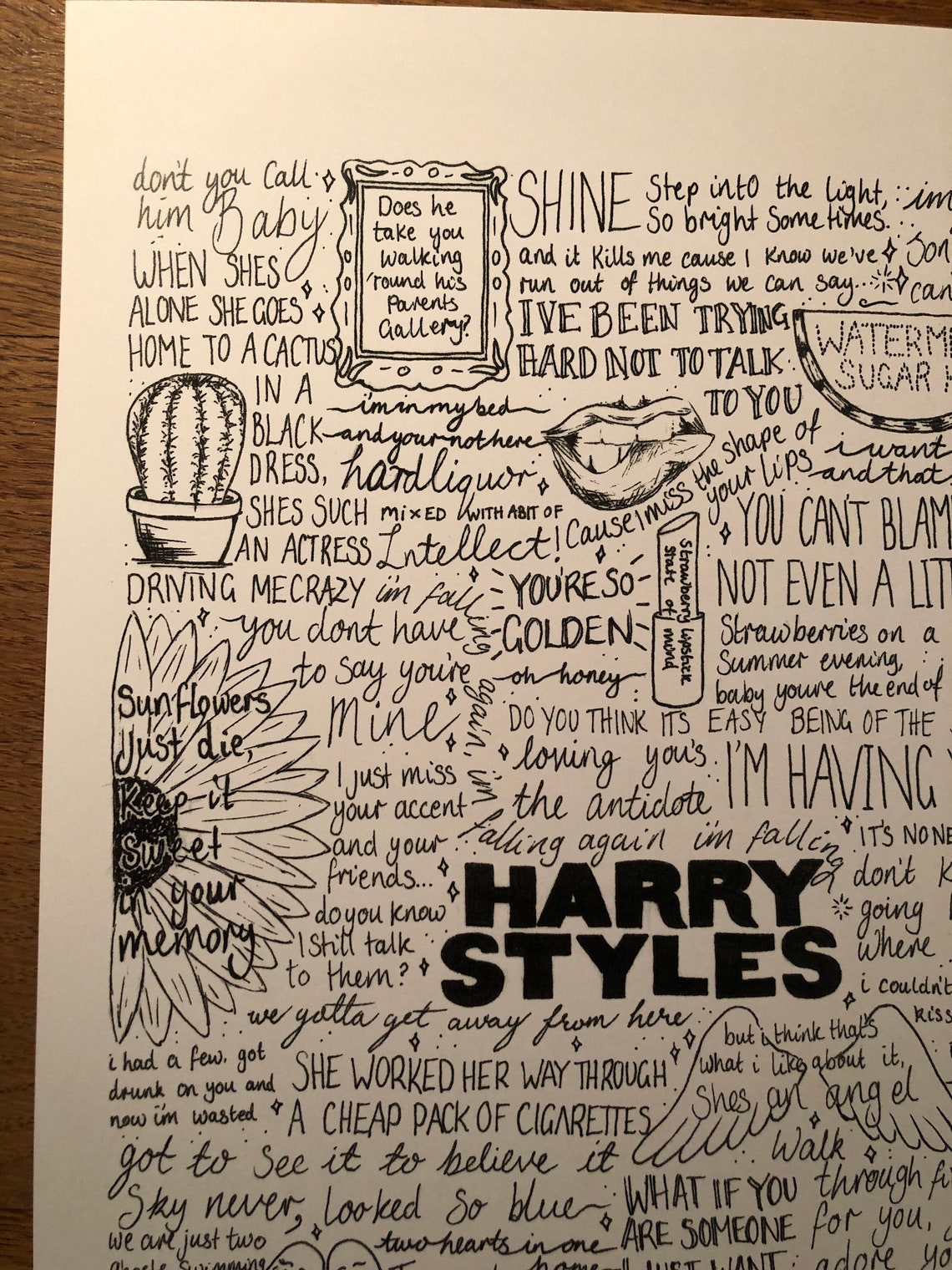 Harry Styles lyrics artwork print Etsy