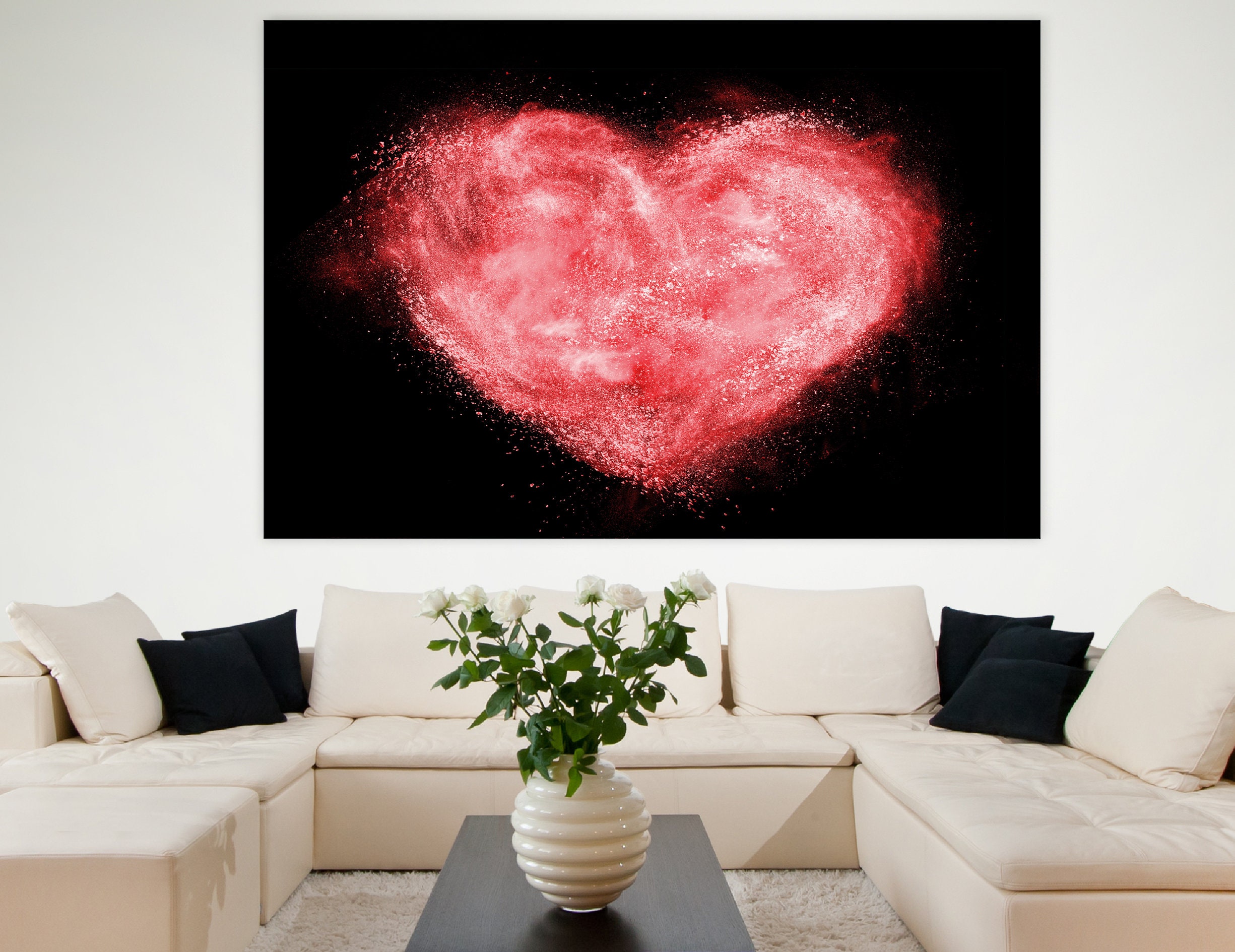 Red Heart Love Print Heart wall Printing art Abstract Heart Etsy