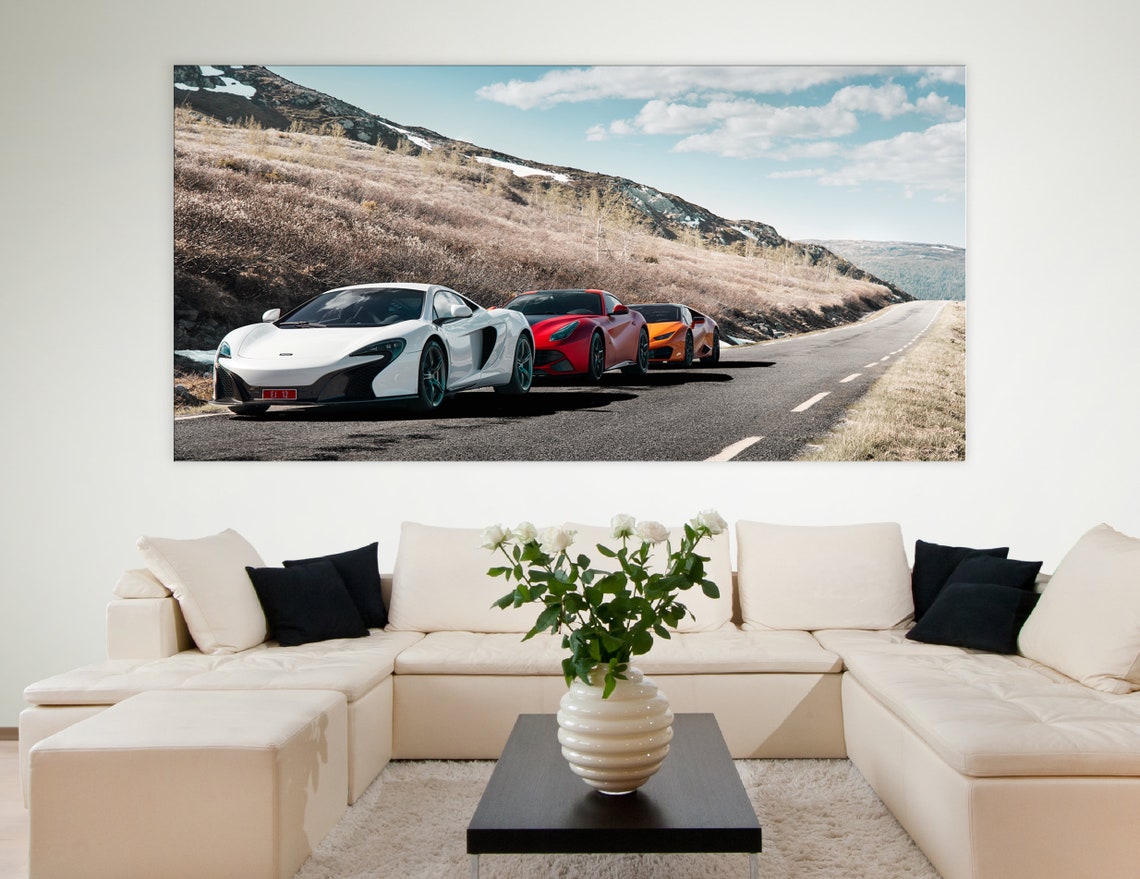 Large Sport Car Print Modern Car Artwork Three Luxury Car Wall | Etsy