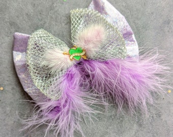 LILAC LOVE HEART bow, Pet bow, dog bow, cat bow, dog bow, lilac and silver bowtie, valentine bow