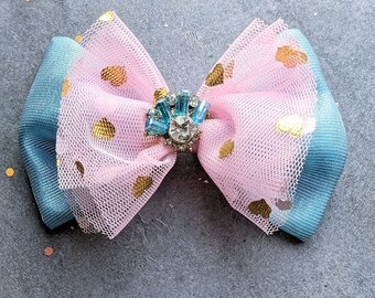 THE BLUE PINK Bow,  Pet bow, dog bow, cat bow, dog bow, Pink and blue bowtie, valentine bow