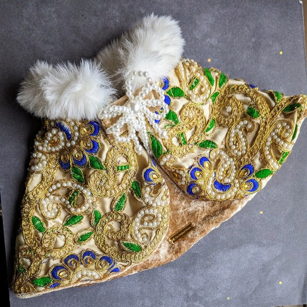 Paisley Applique Reversible cape - cat costume, dog outfit, gatsby cape, dog cape, cat cape, lace cape, Blue, Gold cape, dog costume, velvet