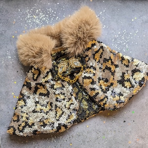 PARTY ANIMAL reversible Cape - cat costume, dog outfit, gatsby cape, dog cape, cat cape, silver cape, gold cape, dog costume, sequins cape