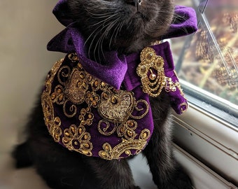 ROYALTY IN PURPLE reversible velvet cape - cat costume, dog outfit, gatsby cape, dog cape, cat cape, purple cape, dog costume, velvet cape