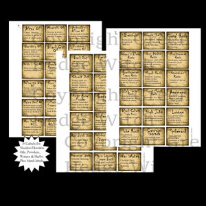 RITUAL OILS, POWDERS, Dirt, Resins and Herbs Digital Labels for Hoodoo, Rootwork, Conjure Folk Magic, New Orleans Voodoo and Witchcraft