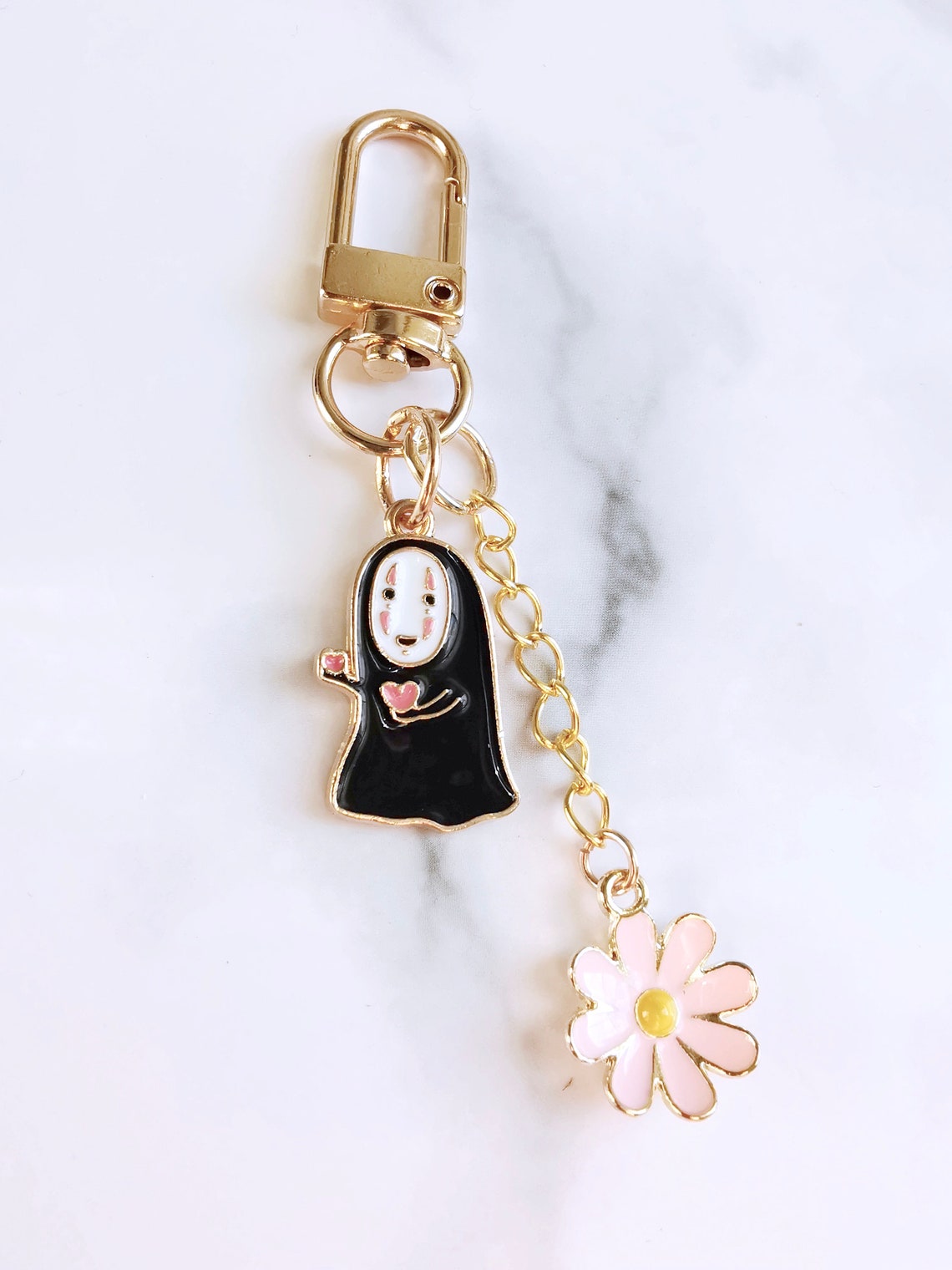 No Face Flower AirPods Keychain Ghibli Keychain Cute Etsy