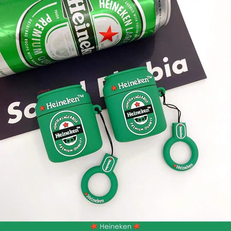 Funny AirPods Case Heineken Evian CocaCola Case Cover Earphones Case Animal AirPods 1-2/& Pro Case AirPods gift with Keychains