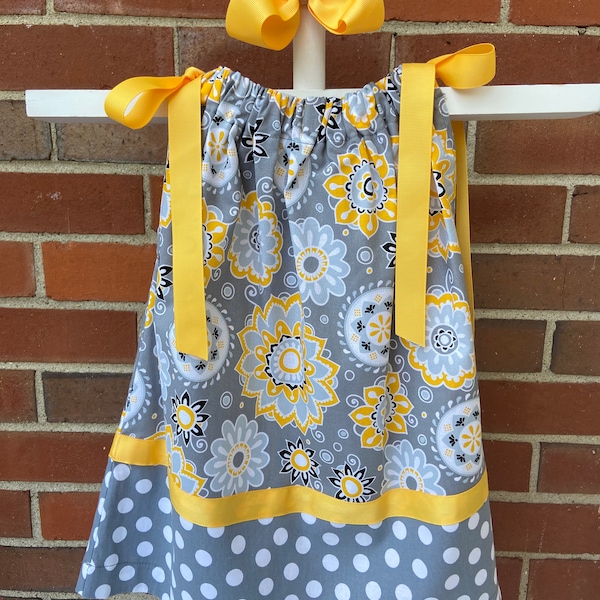 Floral Pillowcase Dress, Pillowcase Dress, Free Bow, Birthday Gift, Sundress, Beach Dress, Matching Hairbow, Boutique Dress, Summer dress