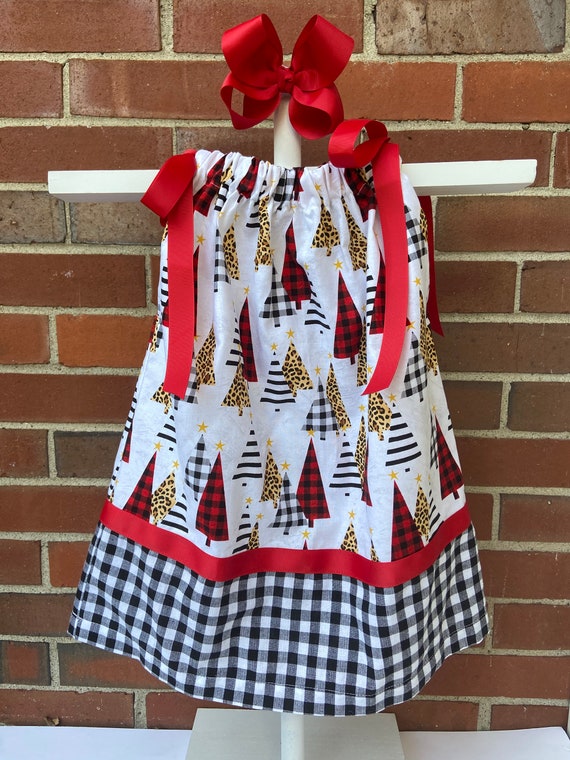 christmas pillowcase dress Christmas Pillowcase Dress, Pillowcase Dress, Free Bow, Birthday Gift, Christmas tree, Beach Dress, Matching Hairbow, Boutique Dress