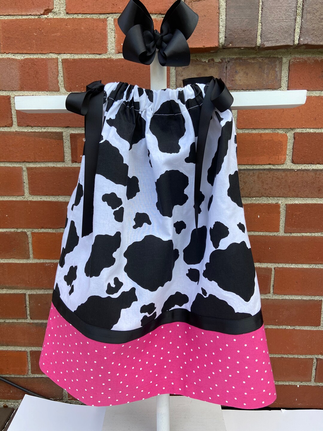 Cow Print Pillowcase Dress, Pillowcase Dress, Free Bow, Birthday Gift