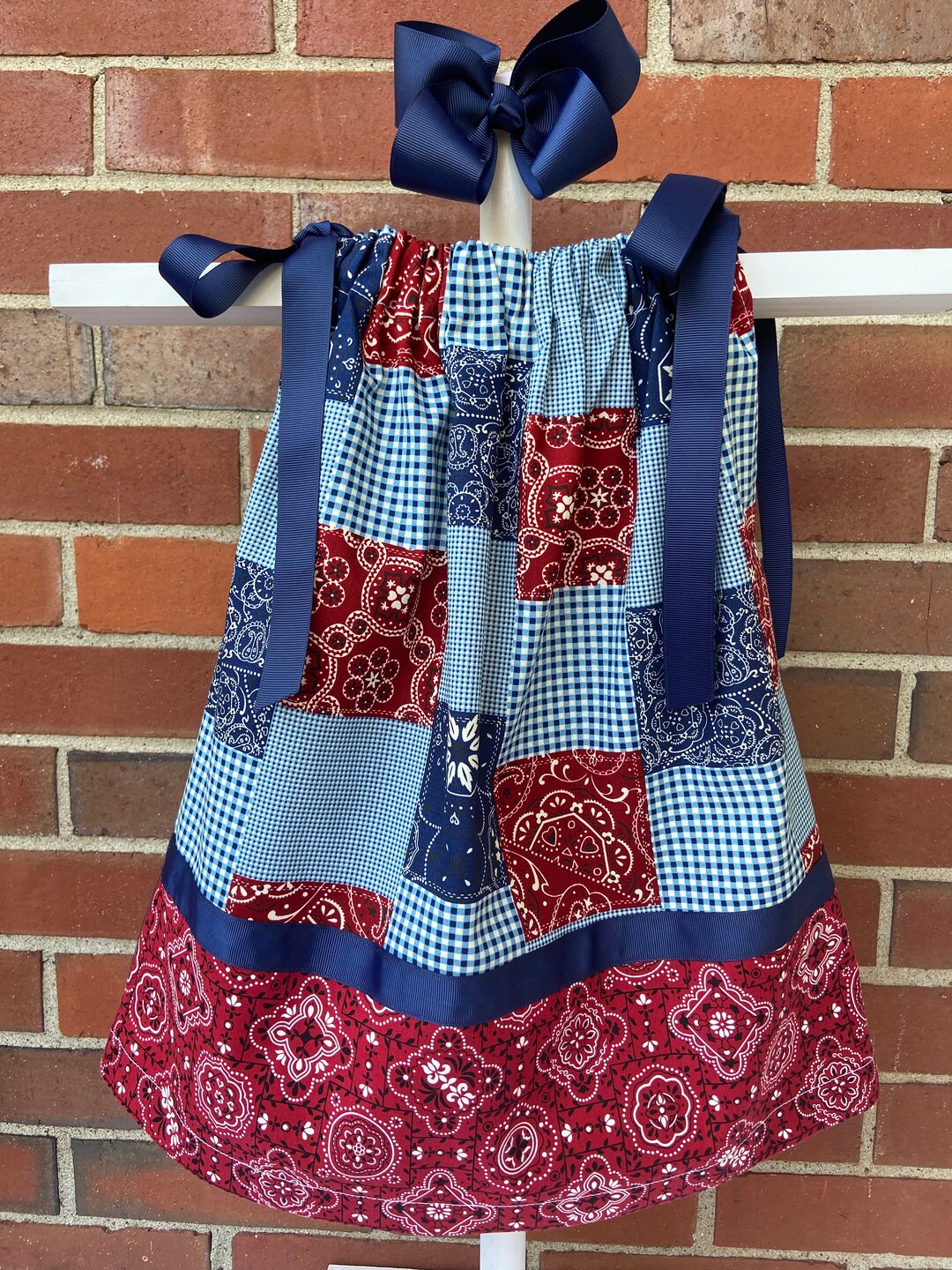 Bandana Pillowcase Dress, Pillowcase Dress, Free Bow, Birthday Gift, Sundress, Beach Dress