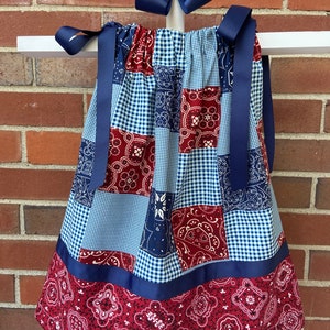 Bandana Pillowcase Dress, Pillowcase Dress, Free Bow, Birthday Gift, Sundress, Beach Dress, Matching Hairbow, Boutique Dress, Summer dress