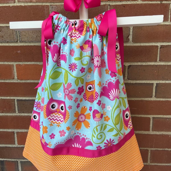 Owl Pillowcase Dress, Pillowcase Dress, Free Bow, Birthday Gift, Sundress, Beach Dress, Matching Hairbow, Boutique Dress, Summer Dress