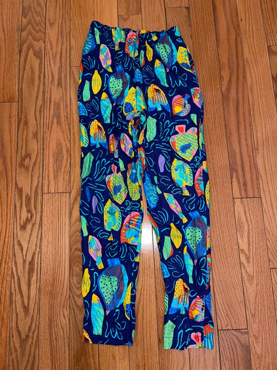 VTG Ken Done Art To Wear Tropical Fish Pants Rayon