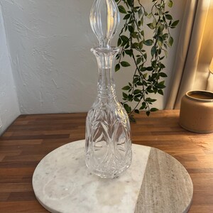 Vintage Lead Crystal Cut Glass Decanter with Stopper- w/ Diamond Panel Pattern Design Wine Liquor Barware Hostess Bar Decor Gift Z5
