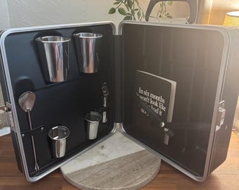 Vintage Portable Pub by Platt Travel Bar Suitcase Cocktail Alcohol Case Retro MCM Gift Liquor Mid-Century Picnic 1980s Key Works Gift