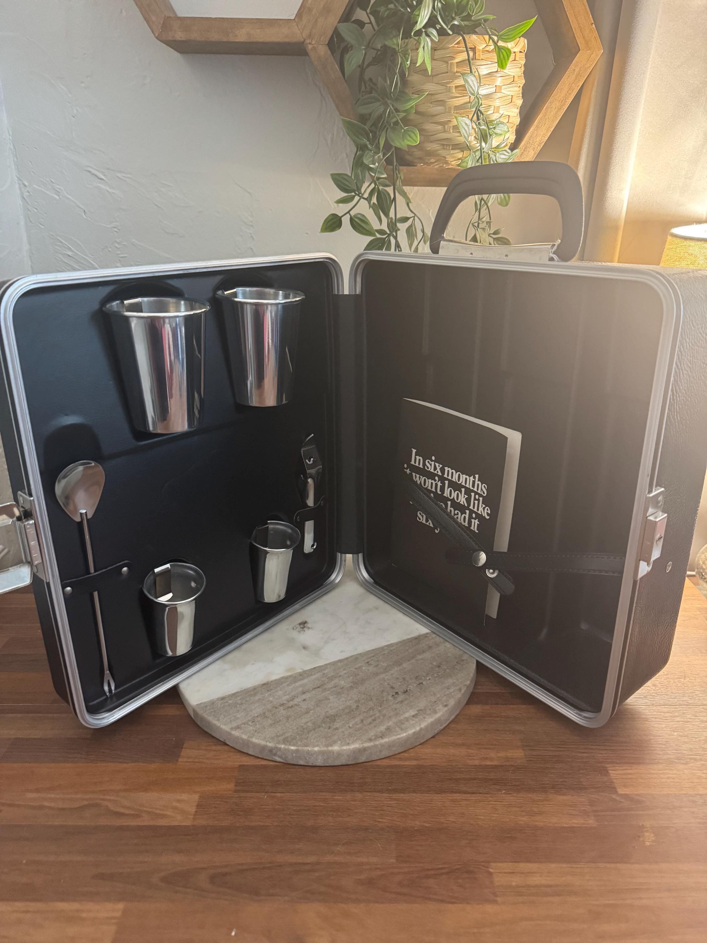 Vintage Portable Pub by Platt Travel Bar Suitcase Cocktail Alcohol