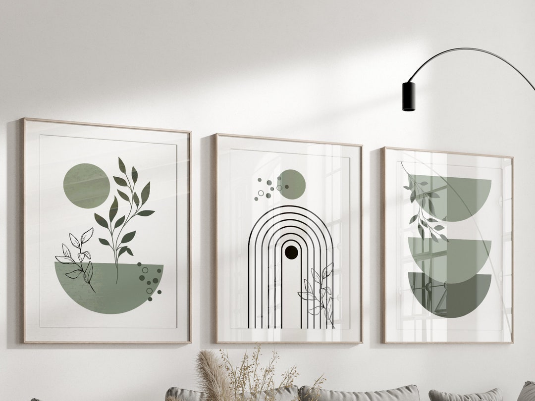 Set of 3 Prints Set of 3 Green Prints Sage Prints Green Wall Etsy