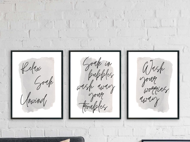 Set of 3 Bathroom Prints Triple Set of Bathroom Prints Etsy